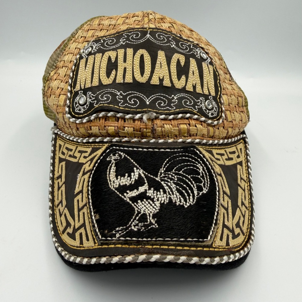 Unbranded Michoacan Trucker Hat Mens OSFM Brown Good Rooster Straw Camo Snapback